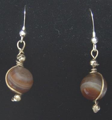 Lake Superior agate ear rings