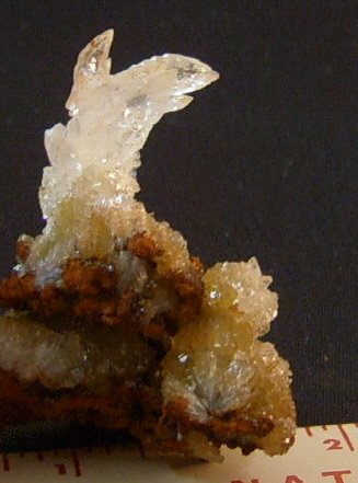 Calcite on Adamite Back