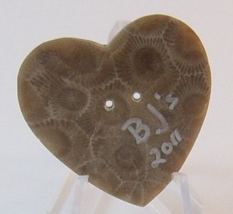 Image 1 of  Petoskey Stone Heart Button Studio button Sew thru SOLD