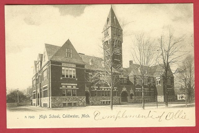 Coldwater MI Postcard High School UDB BJ's
