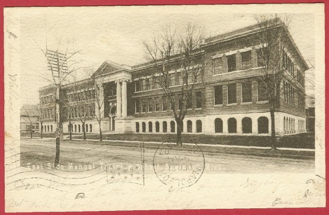 Saginaw MI Postcard East Side Manual Training School UDB BJ's