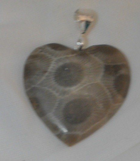 Petoskey stone heart pendant