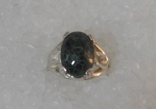 Greenstone ring set in sterling silver mount