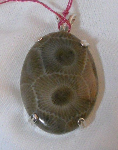 Petoskey stone cabochon set in sterling silver
