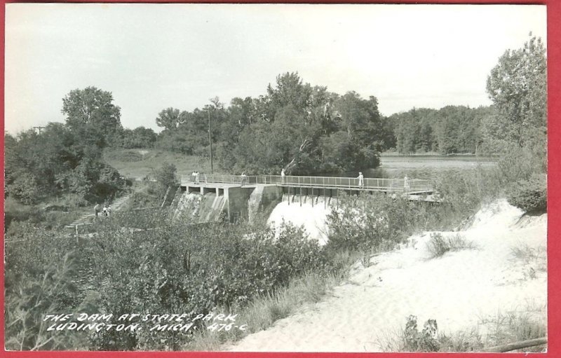 Ludington Mi Dam State Park Michigan RPPC Postcard