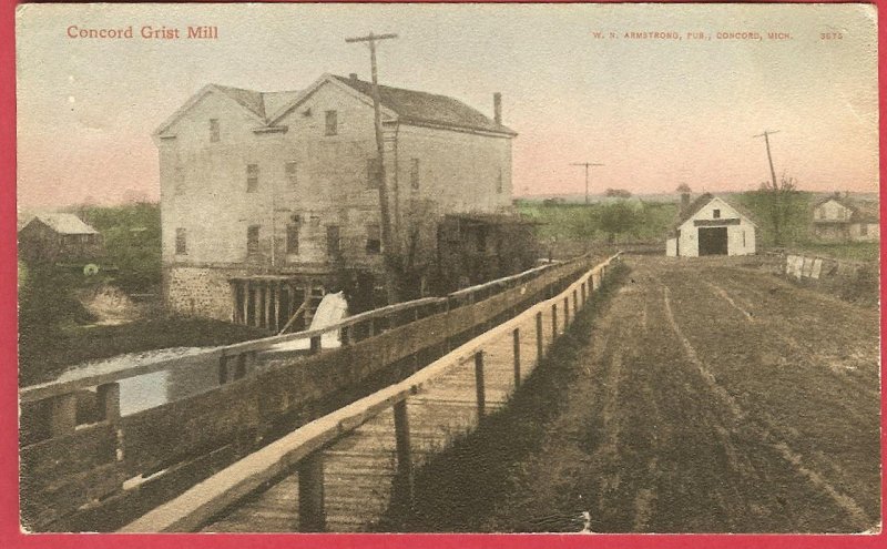 Concord Mi Grist Mill 1909 Postcard BJs