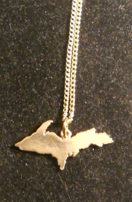 Upper Peninsula Pendant UP Shape Gold Color MI