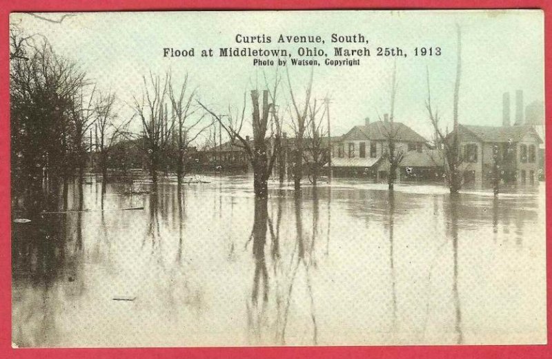 Middletown Ohio Postcard Flood 1913 Curtis Avenue Watson Photo Homes