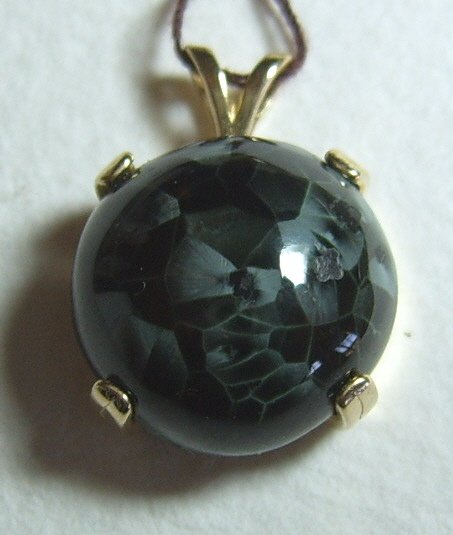 Image 0 of Greenstone Chlorastrolite 14 kt gold Pendant Jewelry MI - SOLD