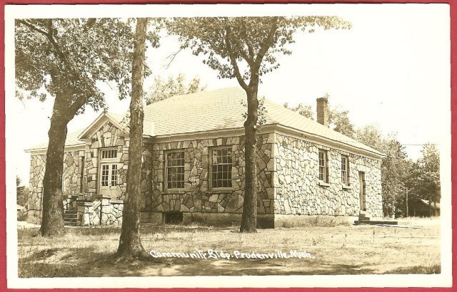 Image 0 of Prudenville Mi Postcard Community Bldg RPPC BJs