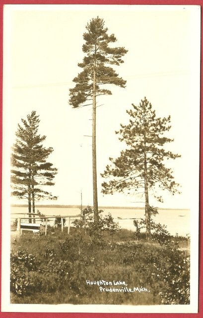 Prudenville Mi Postcard Houghton Lake Pines RPPC BJs