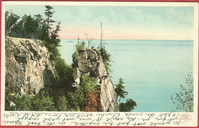 Image 0 of Marquette MI Postcard Pulpit Rock Presque Isle UDB BJ's