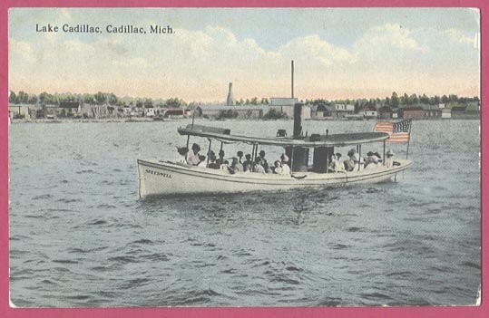 Cadillac MI Postcard Lake Cadillac Steamer Speedwell 1914 BJ's