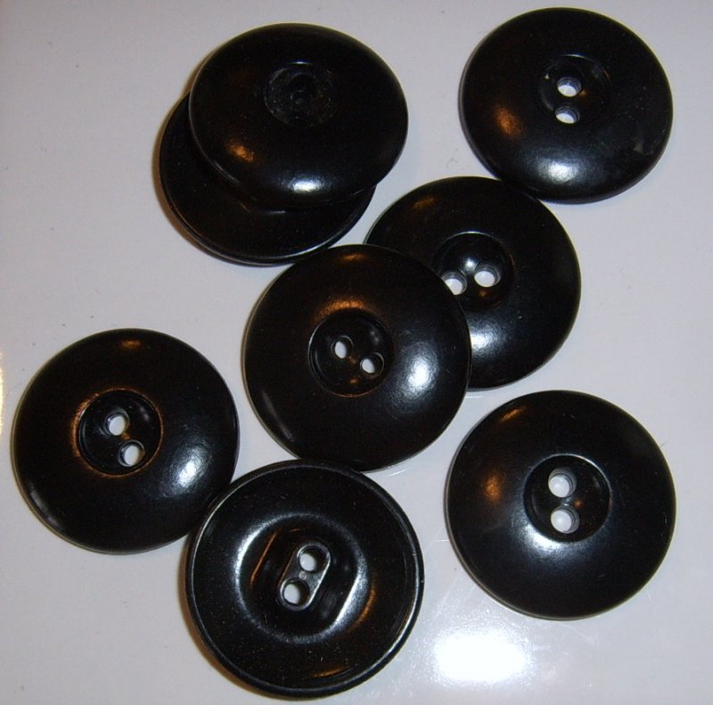 Image 0 of Lot of 8 Large Black Plastic buttons 