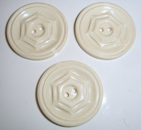 Lot of 3 White Plastic buttons 