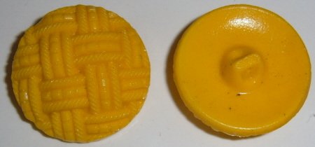 Bright Yellow Glass basket weave button BJs Pretty