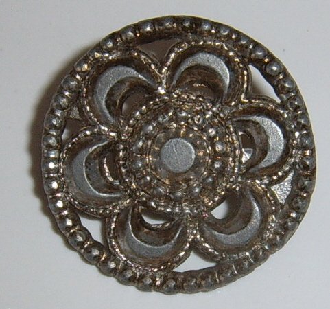 Vintage Pierced Pewter button BJs