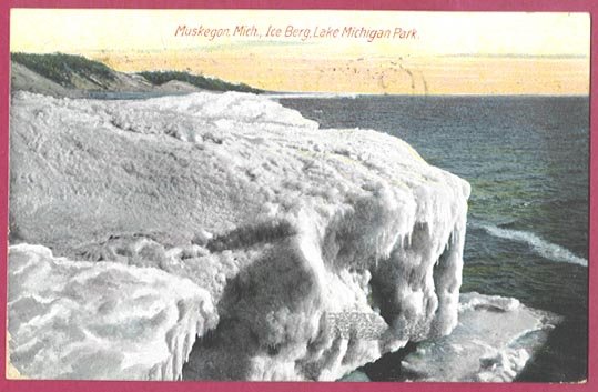 Muskegon Mi Postcard Ice Berg Lake Michigan BJ's