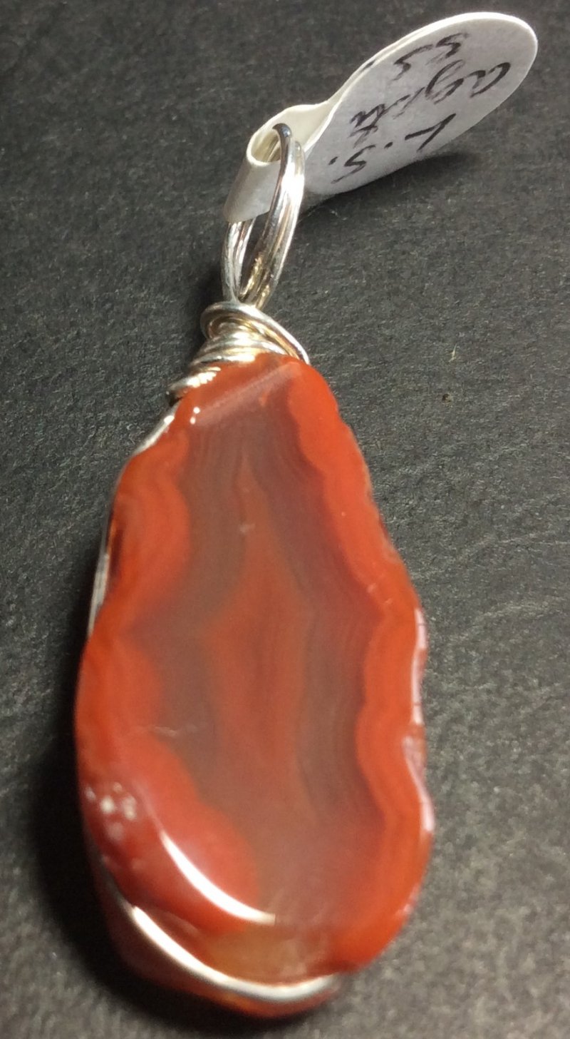 Lake Superior Agate Pendant sterling silver wire wrapped