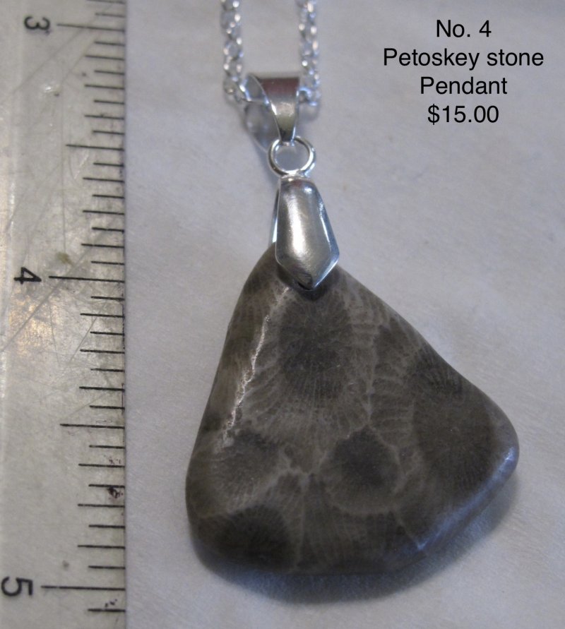  Petoskey Stone Teardrop Pendant Fossil Michigan No 4