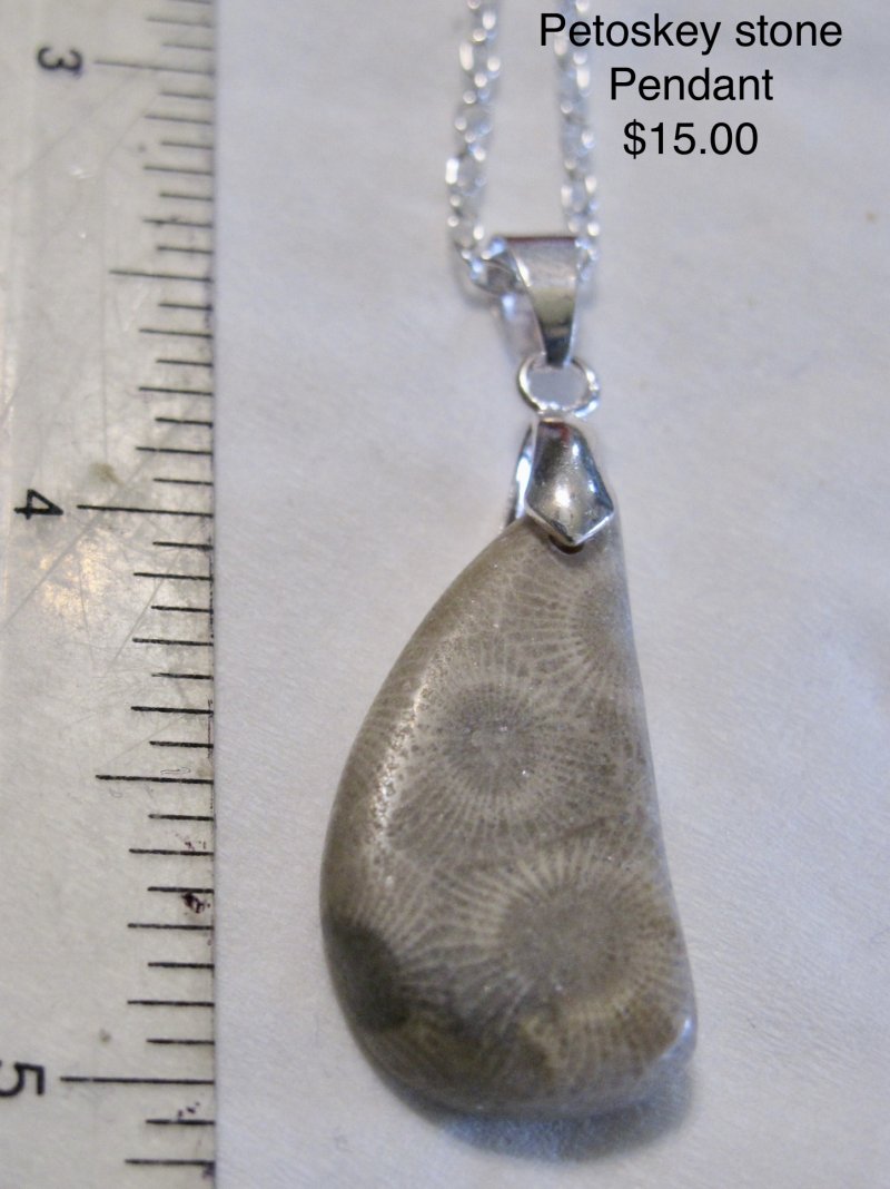  Petoskey Stone Teardrop Pendant Fossil Michigan No 5