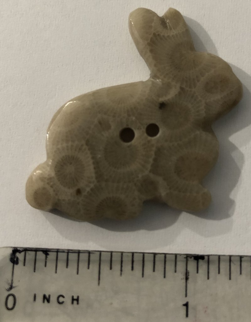 Petoskey stone bunny button