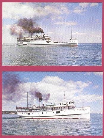 2 Michigan Postcards Ferry Boats Mackinac Island 