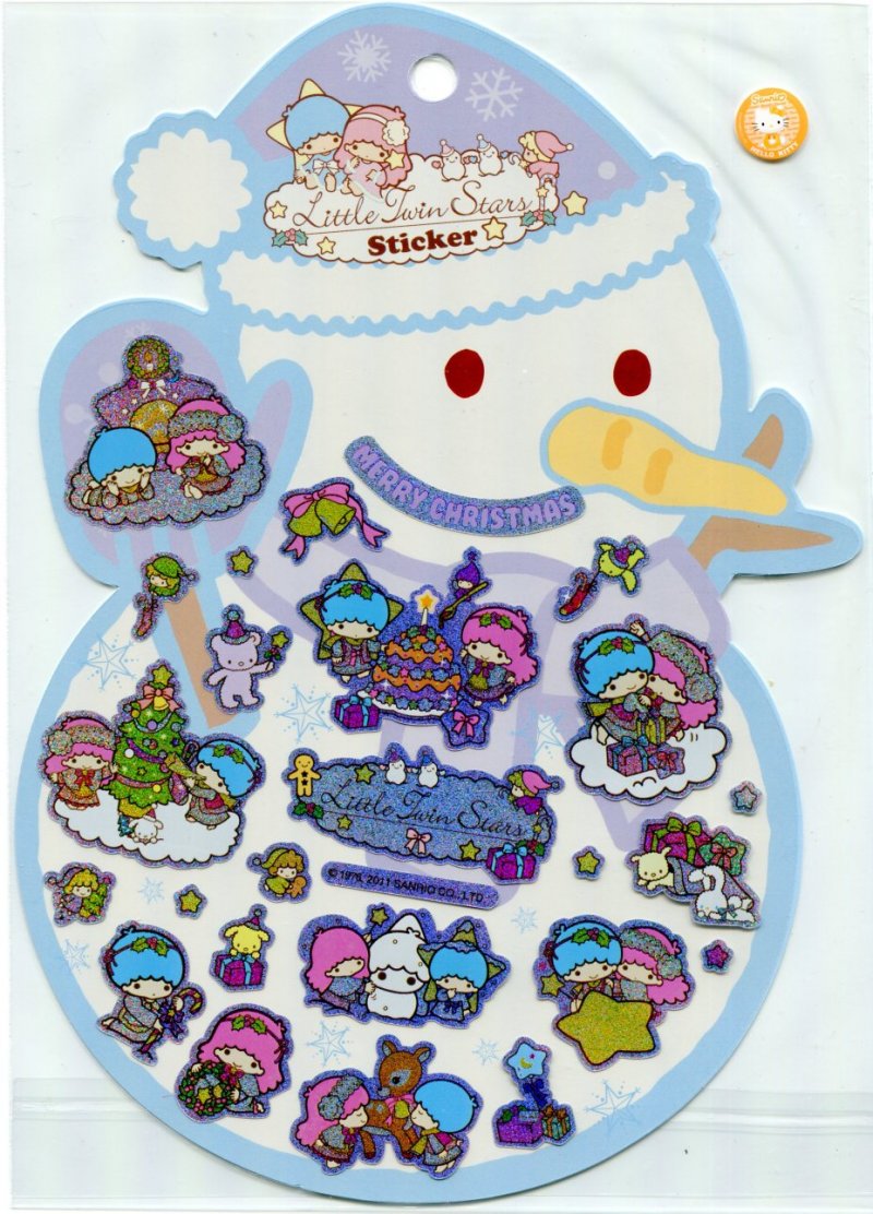 sanrio little twin stars christmas snowman shiny sticker sheet 1 little twin stars christmas