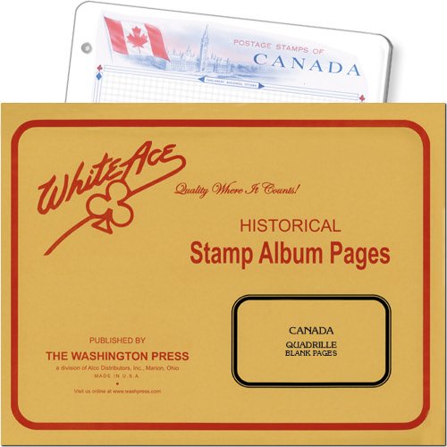  White Ace Canada Postage Stamp Blank Album Pages, Quadrille Ruled