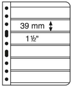 Vario Stamp Stock Sheets, Black or Clear, 6 Row Measurements
