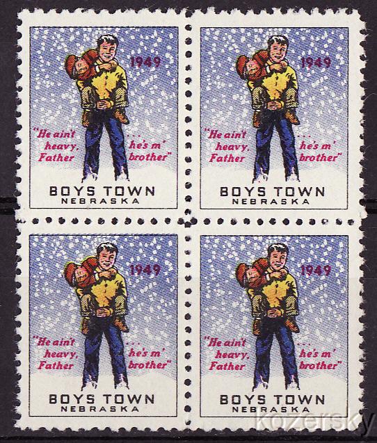 Boys Town 22.2A, 1949 Boys Town Charity Seals Block, Type 1