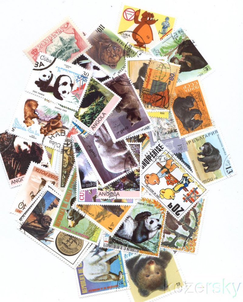 Bears on Stamps, Topical Stamp Packet, 50 different stamps