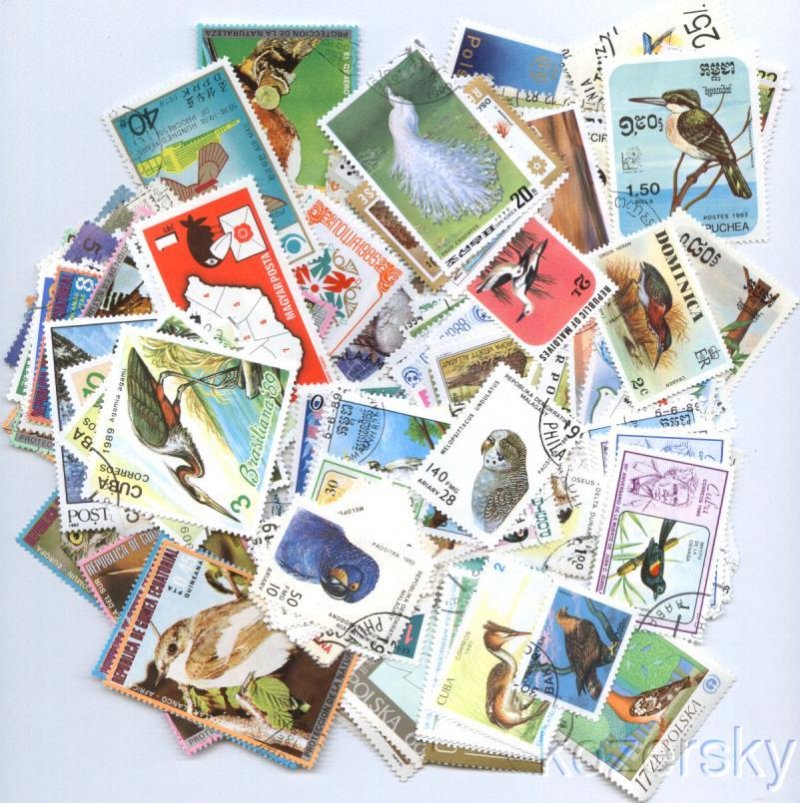 Birds on Stamps, Topical Stamp Packet,  100 different stamps