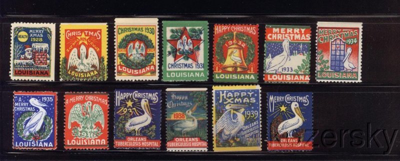 1928-40 Louisiana Anti-TB League TB Charity Seal Collection 