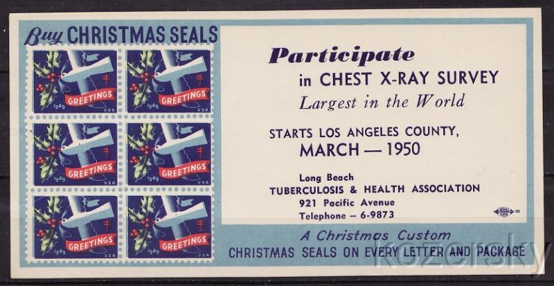 PI-1949, 1949 U.S. Christmas Seals, Long Beach Local Package Insert