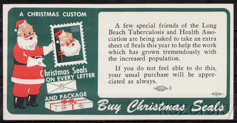 PI-1951, 1951 U.S. Christmas Seals, Long Beach Package Insert