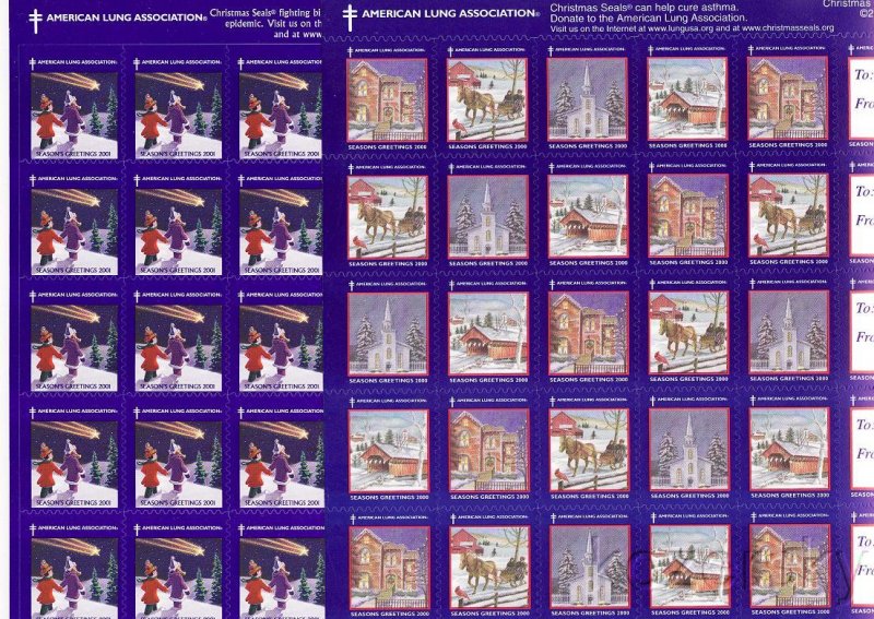   2000-09 U.S. Christmas Seals Sheet Collection 