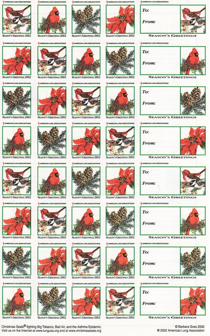 2002 U.S. National Christmas Seals Sheet
