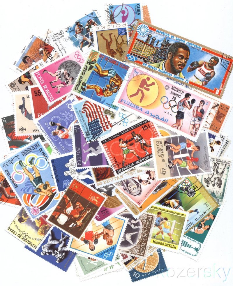 Boxing on Stamps, Topical Stamp Packet, 50 different stamps