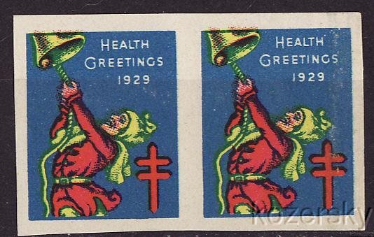 29-2p2, 1929 U.S. National Christmas Seals, Imperforate Pair