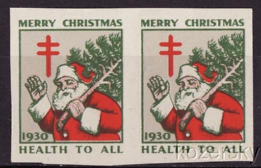 1930 U.S. National Christmas Seals, Imperforate Pair