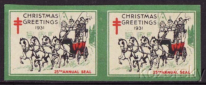 1931 U.S. National Christmas Seals, Imperforate Pair