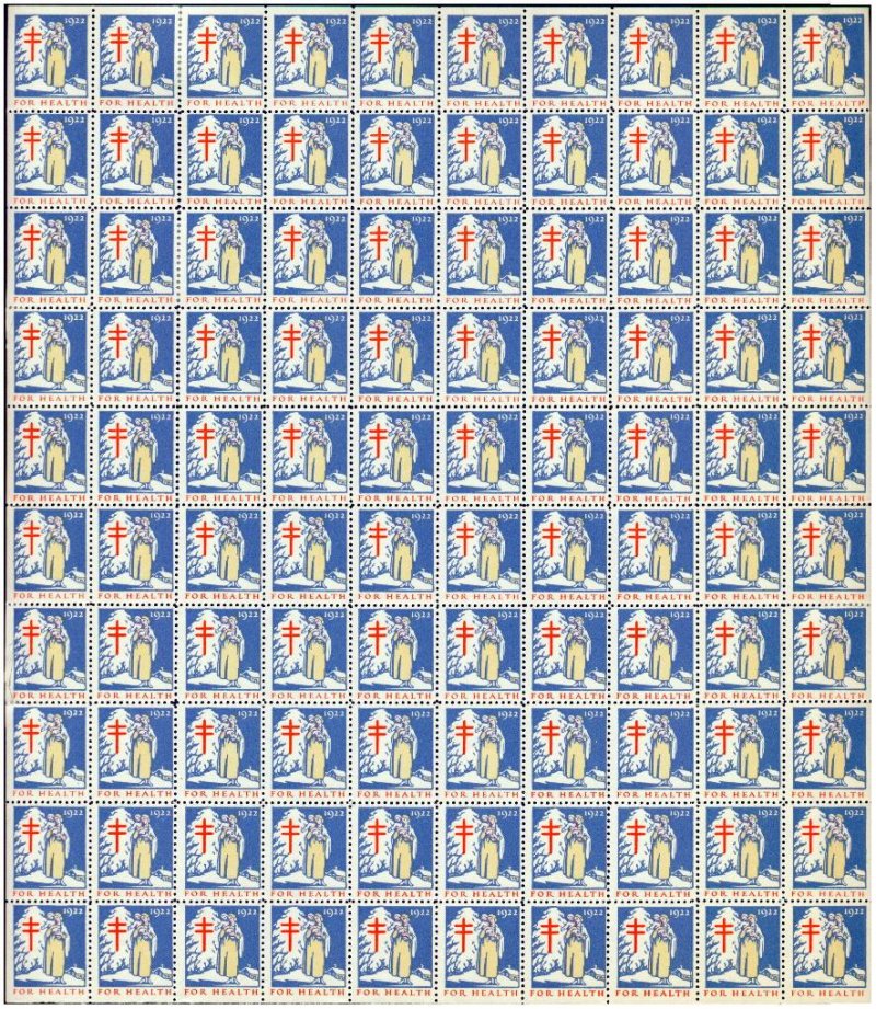22-1.6x, WX30d, 1922 U.S. Christmas Seals Sheet, VBg  