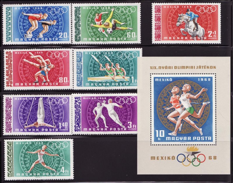 Hungary C277-83, CB31, 1924, Hungary !9th Olympic Games Stamps, Mexico, MNH