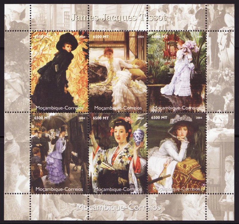 Mozambique 1730a-f, Mozambique Stamps, Art, Paintings, Tissot