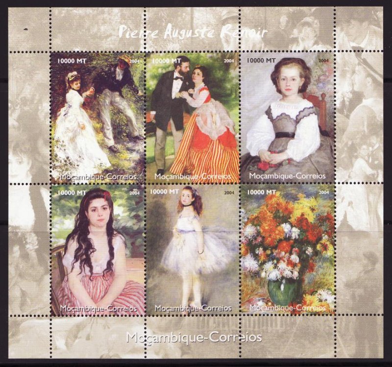 Mozambique 1731a-f, Mozambique Stamps, Art, Paintings, Renoit
