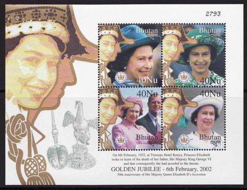 Bhutan 1360, Bhutan Queen Elizabeth II, Golden Jubilee Stamps Sheet