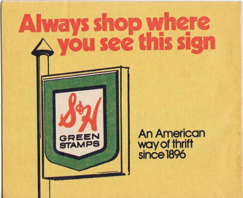 S&H Green Stamps Saver Book, 1965, Back Cover