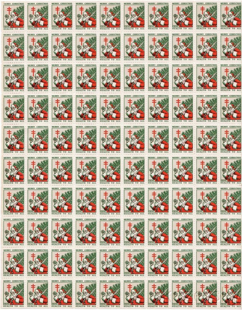 1930-4xA, WX56, 1930 U.S. Christmas Seals Sheet, pm U