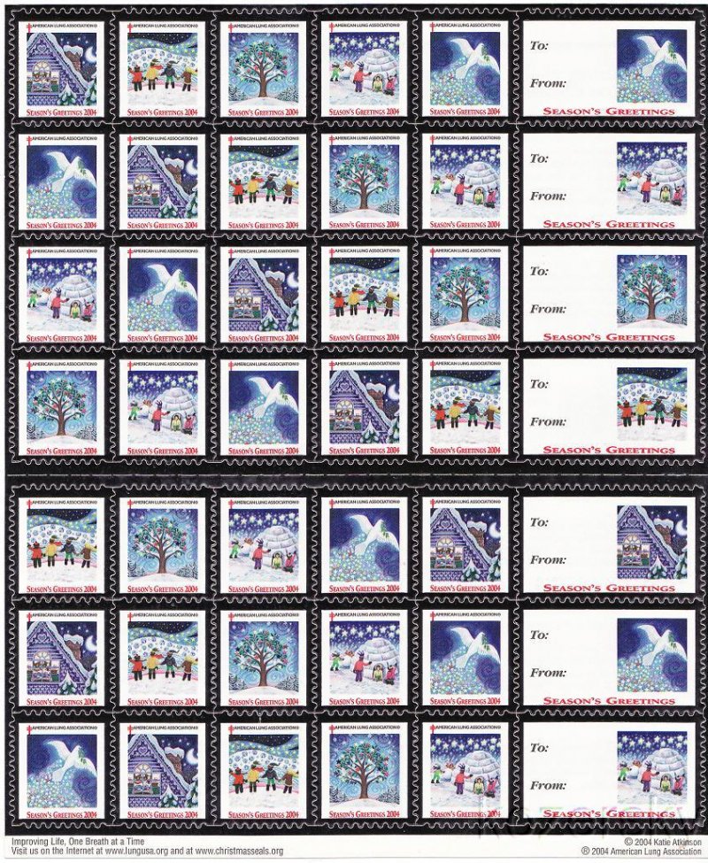 2004-5x, 2004 U.S. National Christmas Seals Sheet